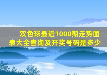 双色球最近1000期走势图表大全查询及开奖号码是多少