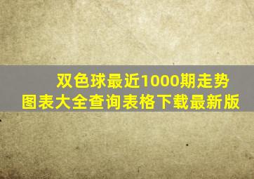 双色球最近1000期走势图表大全查询表格下载最新版