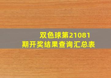 双色球第21081期开奖结果查询汇总表