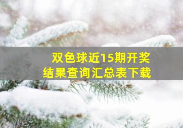 双色球近15期开奖结果查询汇总表下载