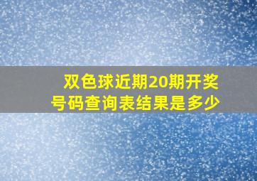 双色球近期20期开奖号码查询表结果是多少