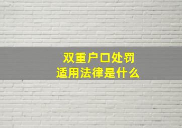 双重户口处罚适用法律是什么