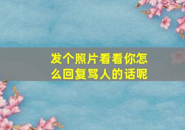 发个照片看看你怎么回复骂人的话呢