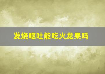 发烧呕吐能吃火龙果吗