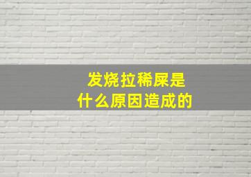 发烧拉稀屎是什么原因造成的