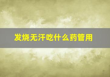 发烧无汗吃什么药管用