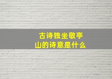 古诗独坐敬亭山的诗意是什么