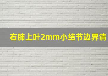 右肺上叶2mm小结节边界清