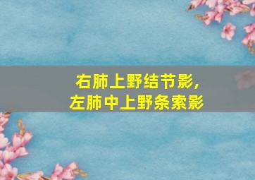 右肺上野结节影,左肺中上野条索影