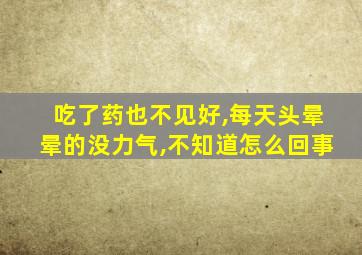 吃了药也不见好,每天头晕晕的没力气,不知道怎么回事