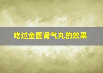 吃过金匮肾气丸的效果