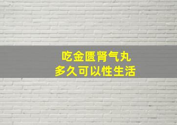 吃金匮肾气丸多久可以性生活