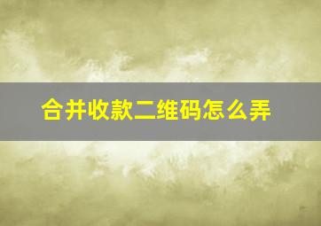 合并收款二维码怎么弄