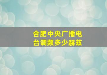 合肥中央广播电台调频多少赫兹