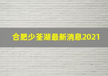 合肥少荃湖最新消息2021