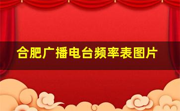 合肥广播电台频率表图片