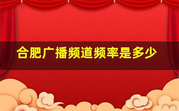 合肥广播频道频率是多少