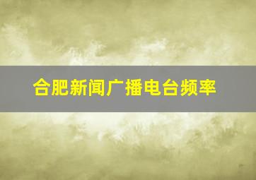 合肥新闻广播电台频率