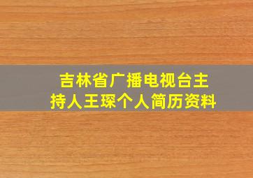 吉林省广播电视台主持人王琛个人简历资料