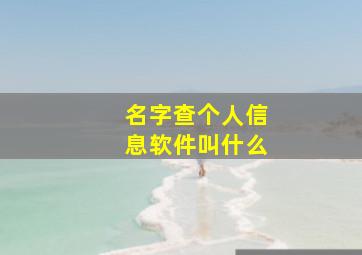 名字查个人信息软件叫什么