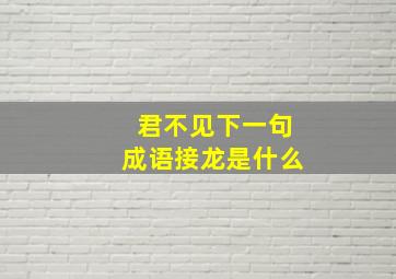 君不见下一句成语接龙是什么