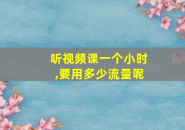 听视频课一个小时,要用多少流量呢