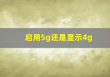 启用5g还是显示4g