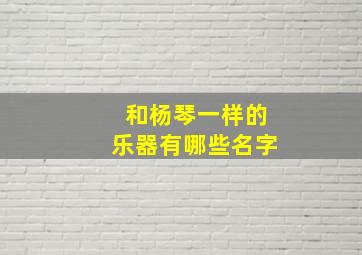 和杨琴一样的乐器有哪些名字