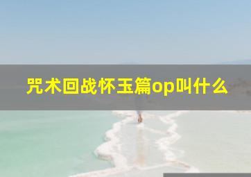 咒术回战怀玉篇op叫什么