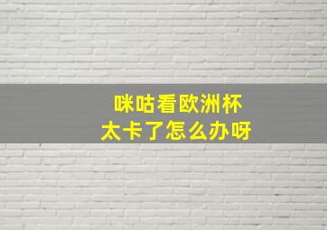 咪咕看欧洲杯太卡了怎么办呀