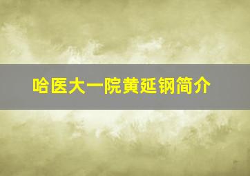 哈医大一院黄延钢简介