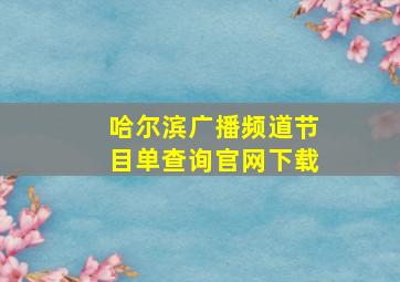 哈尔滨广播频道节目单查询官网下载