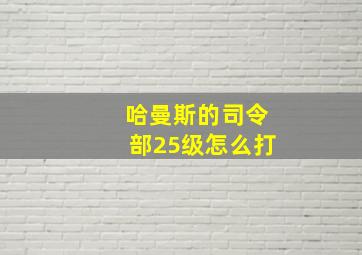 哈曼斯的司令部25级怎么打