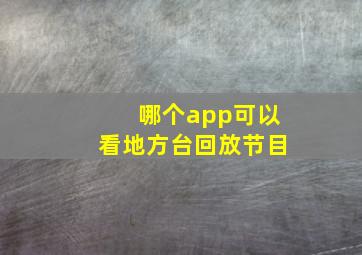 哪个app可以看地方台回放节目