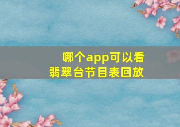 哪个app可以看翡翠台节目表回放