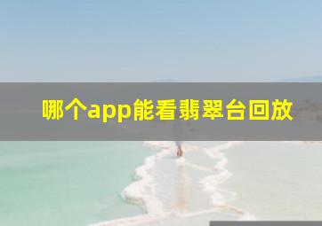 哪个app能看翡翠台回放