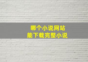 哪个小说网站能下载完整小说