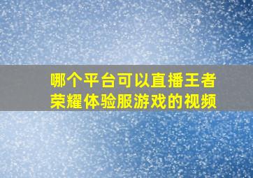 哪个平台可以直播王者荣耀体验服游戏的视频