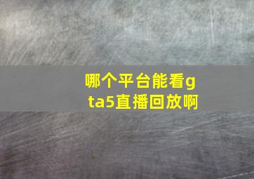 哪个平台能看gta5直播回放啊