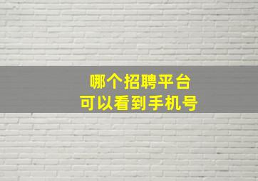 哪个招聘平台可以看到手机号