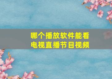 哪个播放软件能看电视直播节目视频