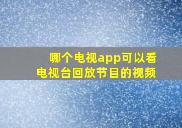 哪个电视app可以看电视台回放节目的视频