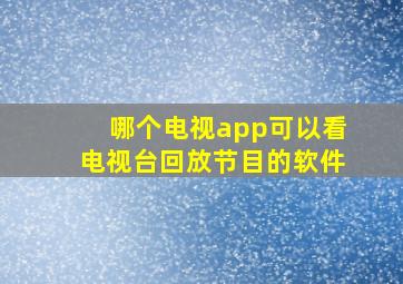 哪个电视app可以看电视台回放节目的软件