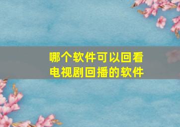 哪个软件可以回看电视剧回播的软件