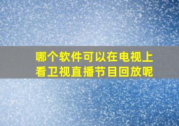 哪个软件可以在电视上看卫视直播节目回放呢