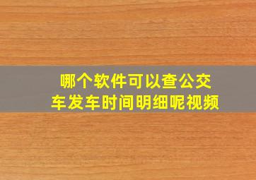 哪个软件可以查公交车发车时间明细呢视频