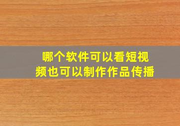 哪个软件可以看短视频也可以制作作品传播