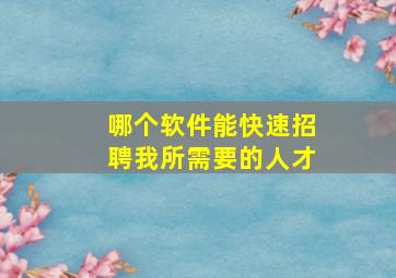 哪个软件能快速招聘我所需要的人才