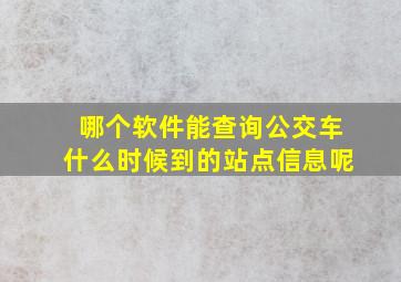 哪个软件能查询公交车什么时候到的站点信息呢