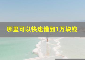 哪里可以快速借到1万块钱